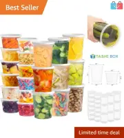 Microwave & Freezer Safe Plastic Containers - 48 Pack with Lids for Meal Prep