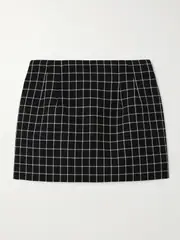 [WARDROBE.NYC] WARDROBE.NYC - Contour Checked Wool-twill Mini Skirt - Black - large large Black