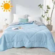 LINENOVA Silky Soft Comforter/Blanket- Breathable,Lightweight Bedding for All Seasons(Super King,Ice Blue)