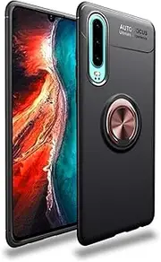 LYX Metal Ring Holder 360 Degree Rotating TPU Case for Huawei P30(Black+Black) Full Body Protection (Color : Black+Rose Gold)