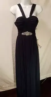 B DARLIN PROM HOMECOMING BRIDESMAID FORMAL LONG DRESS RHINESTONES BLUE 1 / 2