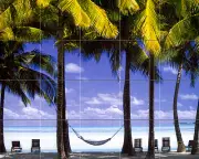30 x 24 Art Mural Ceramic Backsplash Palm Tile #352