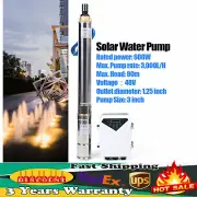 3" DC Solar Water Pump 48V 600W Submersible Deep Bore Well Pump &MPPT Controller