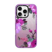 iPhone 16 Pro Impact Case MagSafe Compatible Purple Painted Floral