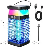 Solar Bug Zapper,3 in 1 Portable Electric Mosquito Zapper, Waterproof Plug in with RGB Light & Reading Lamp, Insect Fly Trap for Home Backyard Patio,USB Charging,Not be Restricted by Sockets