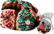 [YTYVAGT] 2-Pc,Gourd-Shaped Working Cap,Fisherman Hat with Buttons and Cotton Sweatband,Assorted Cookie Food Pattern