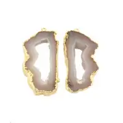 Natural Stylish Geode Slice Druzy Yellow Gold Plated DIY Earring Pair Connectors