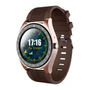 V5 1.54in Full Touch Screen Support Sim Card BT Call Smart Watch Phone Sleep Monitor Multiple Sports Modes Fitness Bracelet BROWN COLOR