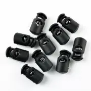 Black Plastic Hole String Cord Lock Toggle Spring Clasp Stop Single 10Pcs/set