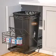 Cabinet Trash Can Pull Out Kit with Removable Garbage Bag Holder Under Sink T...