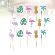 15 PCS Party Pool Decorations Pineapple Cake Topper Hawaiian Theme