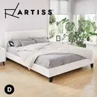 Artiss Bed Frame Double Size Mattress Base Wooden Platform Boucle White NEO