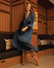 [Belle & Bloom] Window Seat Tiered Maxi Dress - Blue