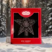 Trim A Home Silver Glitter Star Christmas Tree Topper 10" Vintage Holiday NIB