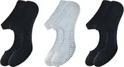 [stylFRSH] Soft & Breathable Cotton Grip Yoga Socks for All-Day Comfort, Size- 4 to 7, Pack of 3 (WS1006-2B1G-3PK-4TO7), 2 Black, 1 Grey, 4-7