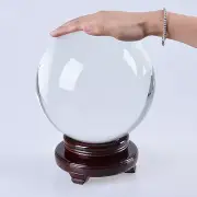 LONGWIN Crystal Ball Sphere Glass Ball with Wooden Stand & Gift Box 200mm