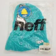 Neff Daily Beanie Ribbed Knit Logo Slouchy Teal Blue OS One Size Unisex NWT