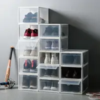 在飛比找松果購物優惠-卡扣式前開加高鞋盒(大號) 透明鞋盒 鞋盒 球鞋收納 鞋櫃 