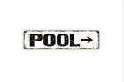 Swimming Pool With Right or Left Arrow Sign - Rustic Custom Metal Street Sign