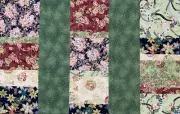 Handmade Patchwork Quilt Top Fabric Strips Oriental Asian Unfinished UFO