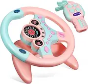 JUMPLAWN Steering Wheel Simulated Driving Simulator for Lights and Sound Effects Cute Design for Interactive Play and Cars Strong and Safe Construction