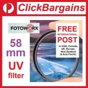 FOTOWORX 58mm UV camera lens filter ultraviolet protector 58 mm Canon Nikon Sony