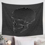 Striped 3D Skull Tapestry