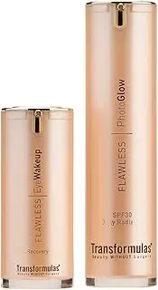 Transformulas Flawless PhotoGlow 50ml & Eye Wake Up Rapid Recovery 17.5ml 15 Day Result Set, Reduces Puffiness and Dark Circles, Daily Use