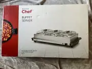 Master Chef 7.2L Buffet Server 3 Sections Lids Warming Tray Entertain Party NEW!