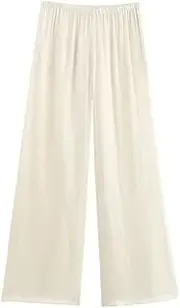 [Zadaos] Women 2 Piece Set V-Neck Lace-Up Decoration Pleated Suit Jacket Top+Elastic Waist Wide Leg Pants Outfits