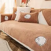 Autumn and Winter Thickened Plush Sofa Covers 1 2 3 Seater, Non-Slip Sofa Slipcovers for Corner L Shape, Funny Fuzzy Sofa Cover, Warm Sherpa Sofa Cushion Covers, Washable Furniture Protector
