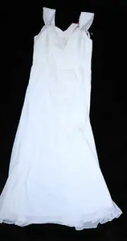 JJs House Ivory Embroidered Floral Sequins Sleeveless Long Wedding Dress 14