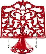 Vintage Cookbook Stand Cast Iron, Adjustable Decorative Metal Cookbook Recipe Holder for Easel, Textbooks, Magazine, Art, iPad, Kitchen Counter, Bible, Prayer Book Stand (Red, Classic)