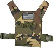 Redemption Tactical Cadet 2.0 Childrens Tactical Airsoft Paintball Kids Vest, US Flag Patch, Mil Spec Molle w/Mag Pouches, Woodland Camo