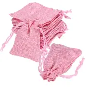 20 Pcs Burlap Bags with Drawstring, 2.8 x 3.5 Inch Favor Sacks, Pink