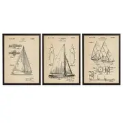[Namly Design] Patent Drawing Poster - Sailboat Blueprint / Set of 3