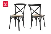 Set of 2 Matt Blatt Melrose Cross Back Dinning Chairs (Black Birch/Rattan Seat)