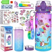Decorate Your Own Unicorn Water Drink Bottle Kits for Girls, Unicorn Toys for Girls Painting Crafts, Fun Arts and Crafts Kits 4-12 Year Old Toddler Girl Birthday Toys,600ml