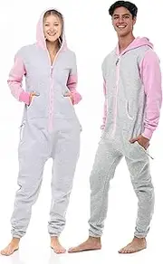 [SKYLINEWEARS] Unisex Adult Onesie One Piece Pajama Romper Hooded Zip Sleepwear Jumpsuit for Men and Women