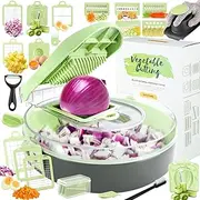 Vegetable Chopper Kitchen Mandoline Vegetable Slicer,Manual Mandolin Slicer,Potato Slicer Veg Cutter Salad Julienne,Food Container All in ONE Slicer, QCQ-YUAN-1