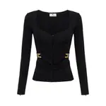 [Elisabetta Franchi] Elisabetta Franchi Corset-detail Long-sleeve T-shirt 40 IT BLACK