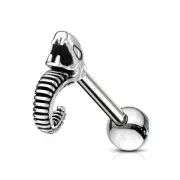 Hissing Snake Ear Cartilage Piercing Tragus Helix Barbell Stud Ear Ring