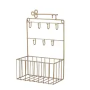 New Keys Shelf Storage Basket Metal Key Hook Iron Decorative Wall Hanging Earring Ring Jewelry Hooks Home Decor Rack