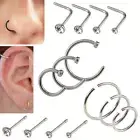 14x Stainless Steel Hinged Segment Nose Ring Bone Studs Hoop Body Piercing Kd ON