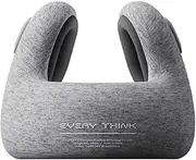 EVERY THINK Travel Neck Pillow - Airplane Neck Pillow with Noise Reduction Earmuffs, Memory Foam Travel Pillow with 360° Neck Support for Office Travel Airplane Train Sleeping - M, Grey