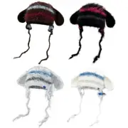 Handmade Crochet Earflap Caps Outdoor Activity Hat Women Rabbits Ear Brimless