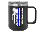Rogue River Tactical Thin Blue Line Flag Police Officer Heavy Duty Stainless ...