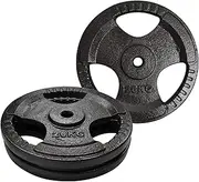 Weight Plates 40kg - Weight Plates Set 20KG x 2 - Standard 26.5mm - Triple Handle Cast Iron - Weight Training Exercise Workout Fitness Gym Strength