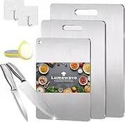 9 in 1 Lumewave Cutting Board Set,3 Pack,Grinding Edge,with 2 Knifes,2hooks and 2sponges,Stainless Steel Recombination Board,for Kitchen,Home,Chopping Board,Kitchenware(16“X11)