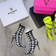 Balmain Women's 37 Houndstooth Skye Ankle Sock Boot in Black White NIB $1195
